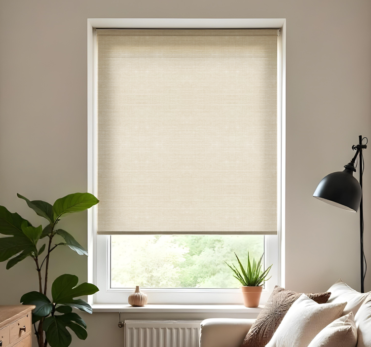Rollo Fenster Wohnzimmer dünnes jute-beige-muster - TenStickers