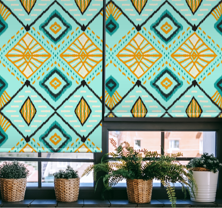 Rollo Fenster Wohnzimmer geometrisches rautenmotiv - TenStickers