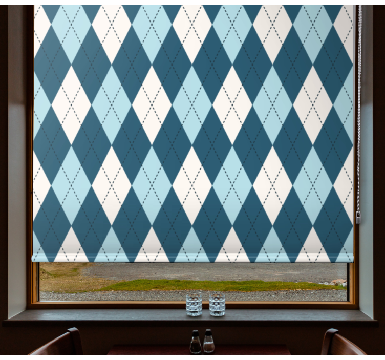 Fenster Rollo modern blaues rautenmuster - TenStickers