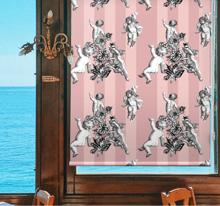 Rollo Fenster Kaktus engelchen mit blumen - TenStickers