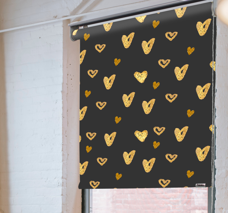 Rollo Fenster romantisch goldenes herzmuster - TenStickers