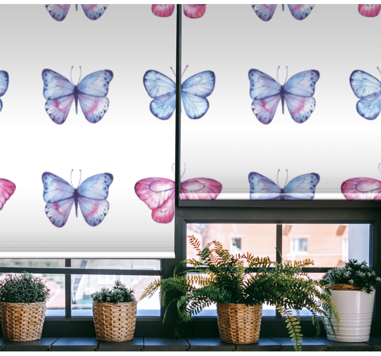Rollo Fenster Schmetterlinge blaue und rosa flügel - TenStickers