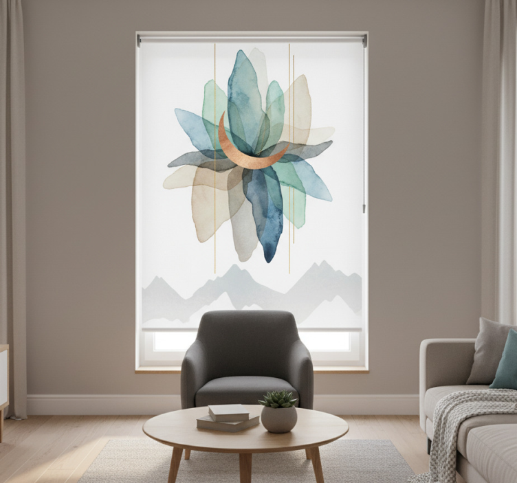 Rollo fenster skandinavisch bunte berglandschaft - TenStickers