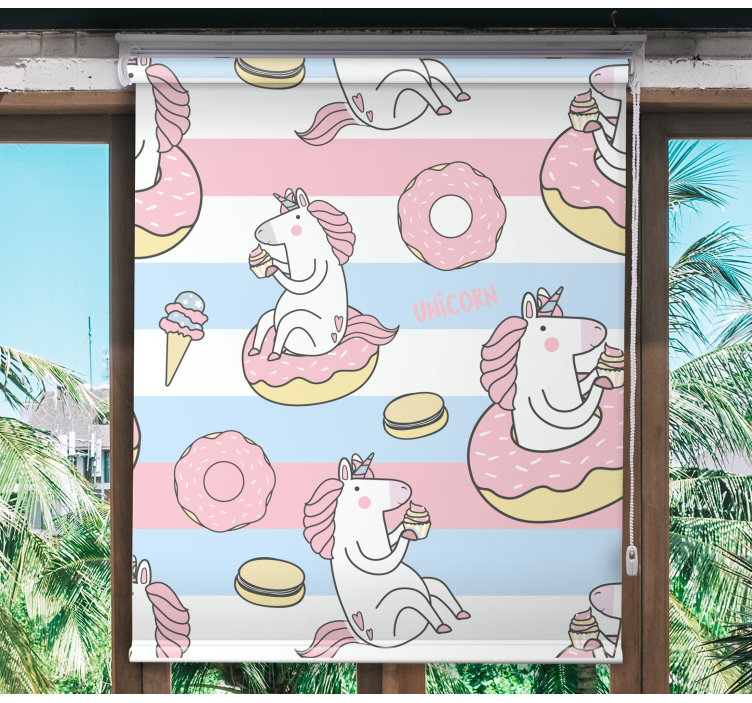 Rollo Fenster Spaß einhorn-dessert-köstlichkeiten - TenStickers