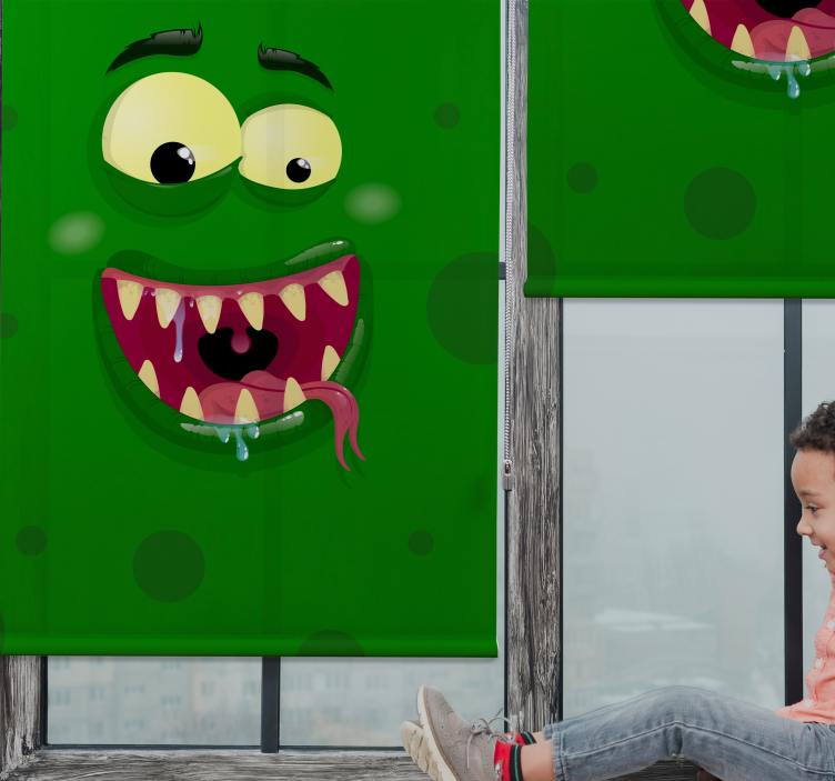 Rollo Fenster Spaß grünes monster - TenStickers