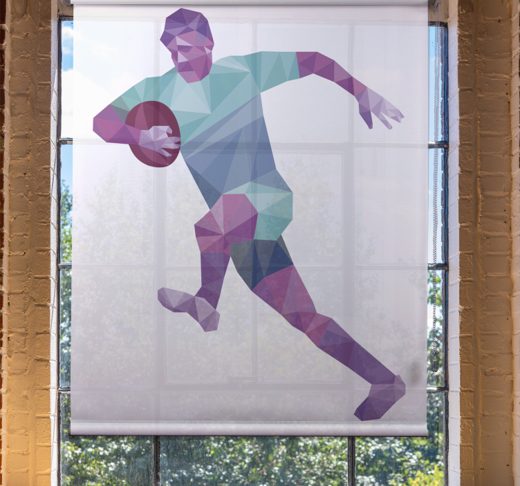 Rollo Fenster Sport geometrischer rugbyspieler - TenStickers
