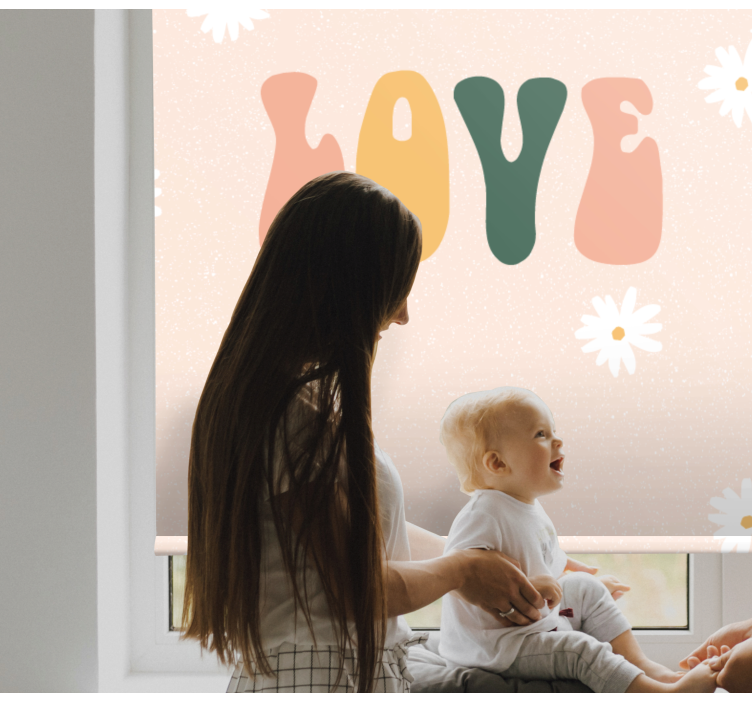 Rollo Fenster Spruch liebe blumenmuster - TenStickers