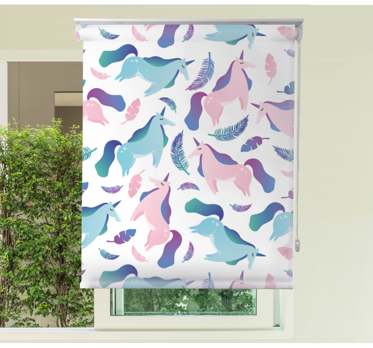 Rollo Fenster Kinderzimmer einhörner und federn - TenStickers