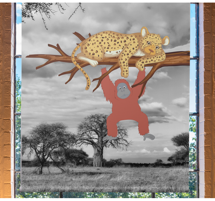 Rollo Fenster Tiere leopard und orang-utan - TenStickers