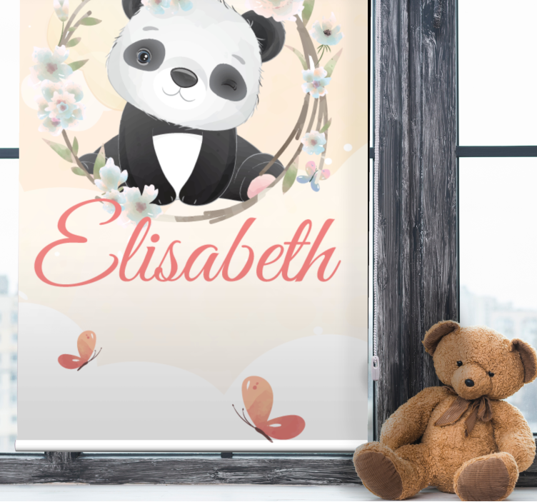 Rollo Fenster Kinderzimmer babypanda mit namen - TenStickers