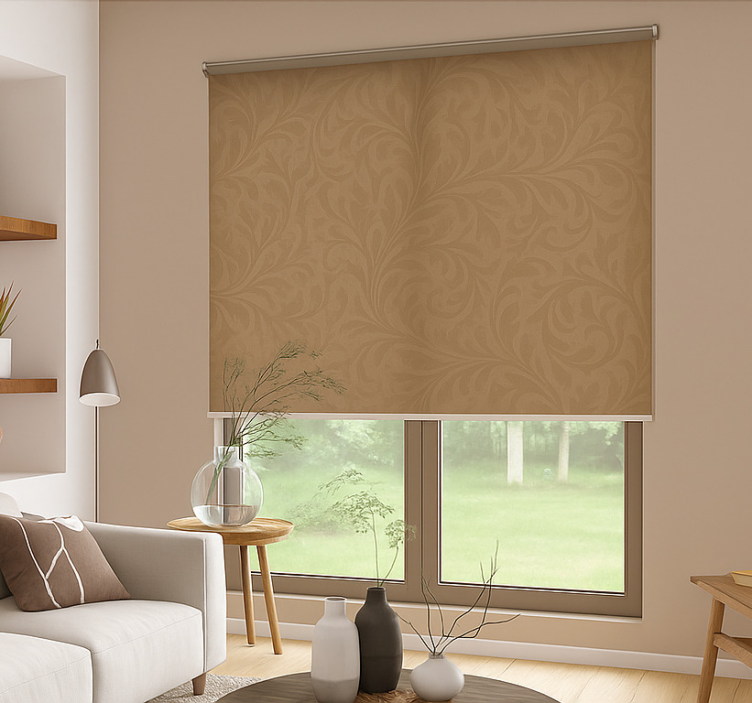 Rollo Fenster Wohnzimmer elegantes dunkelbeiges design - TenStickers