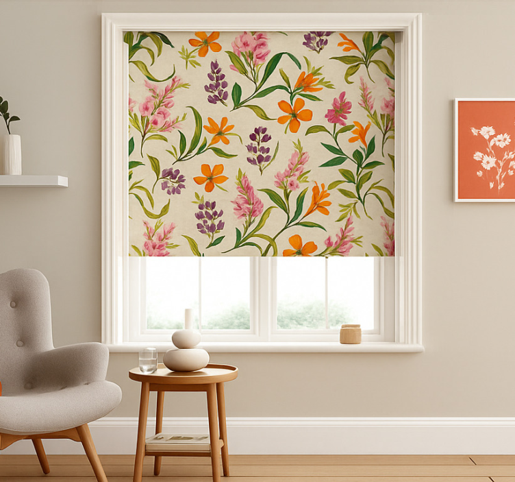 Rollo Fenster Wohnzimmer üppiges blumenmuster - TenStickers