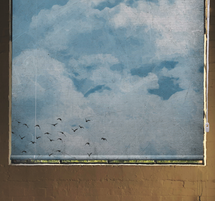Rollo Fenster Wolken himmel mit vögeln - TenStickers