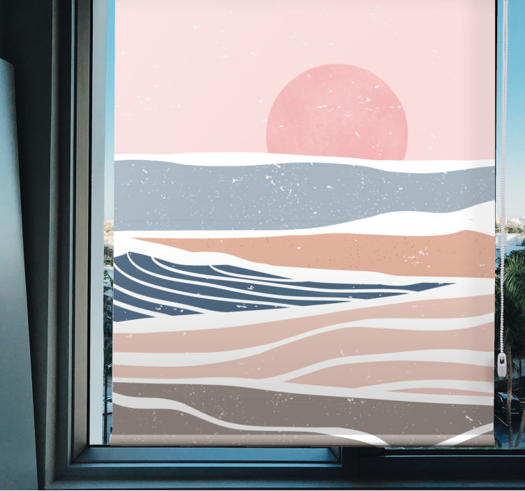 Mehr Vintage Rollo Fenster ruhige wellen bei sonnenuntergang - TenStickers
