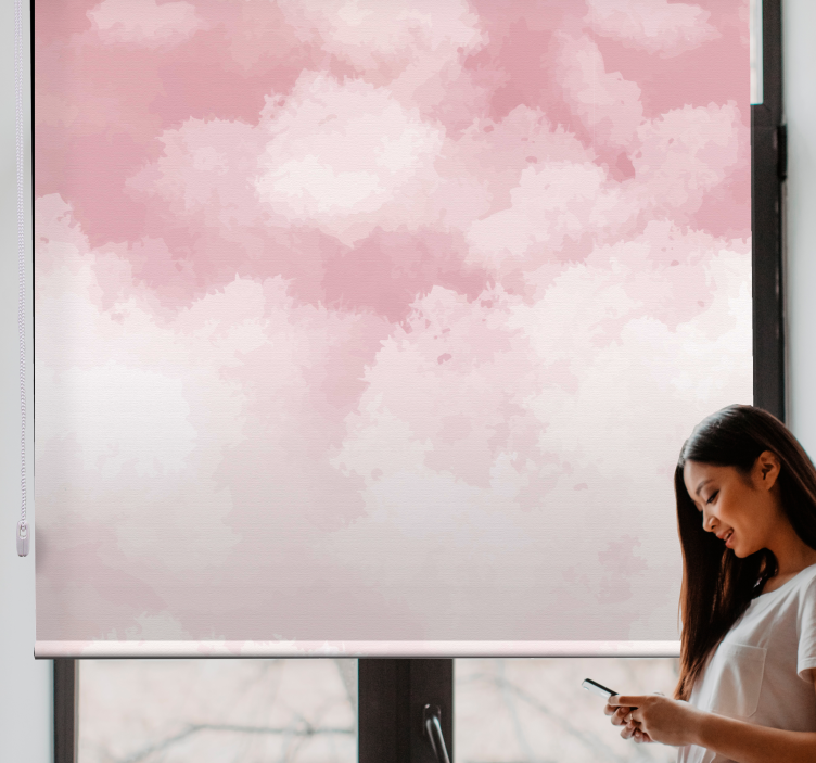Rollo Fenster Wolken zartes aquarellrosa - TenStickers