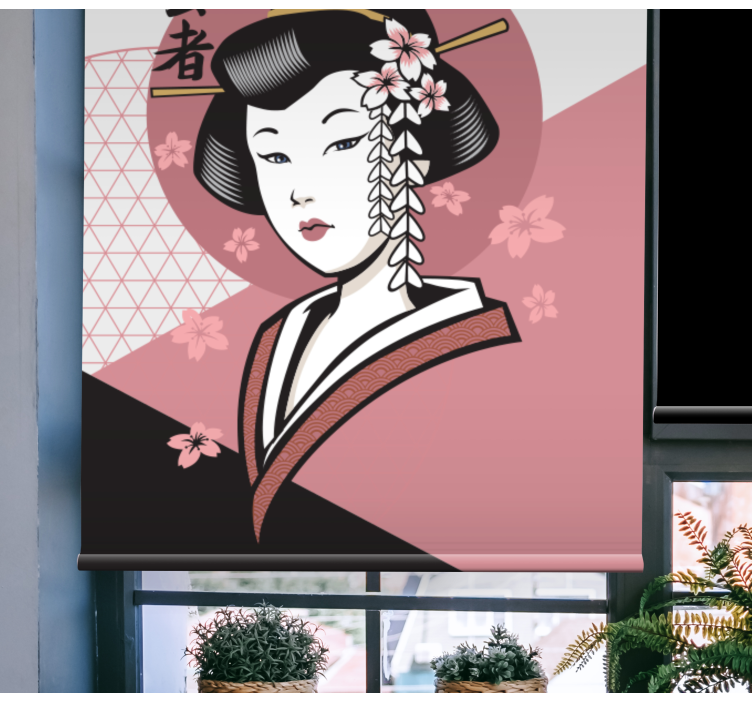 Rollo Fenster Zeichnungen elegante japanische frau - TenStickers