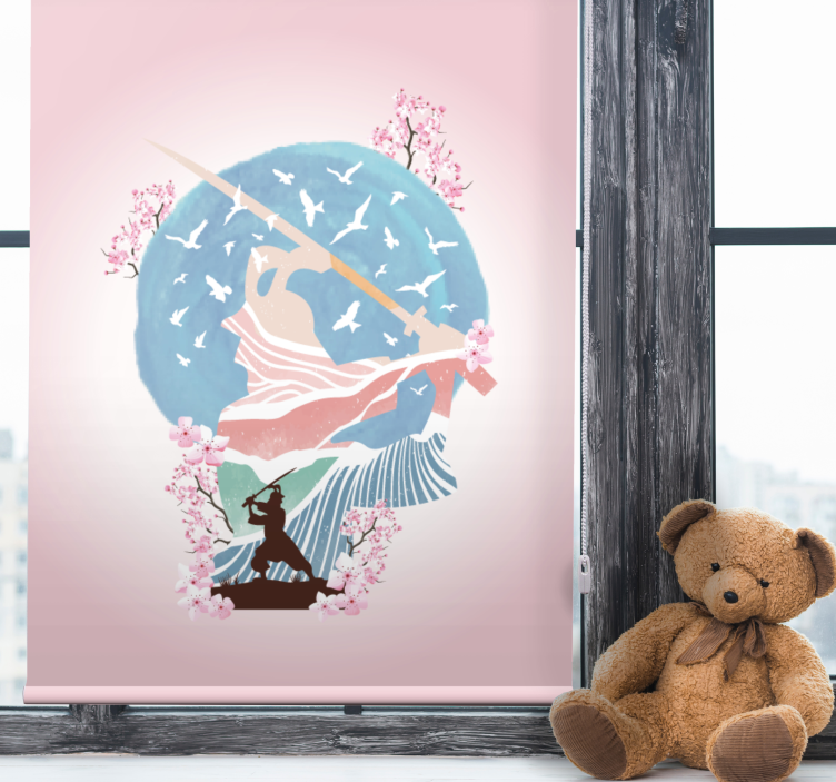 Rollo Fenster Zeichnungen elegante samurai-silhouette - TenStickers