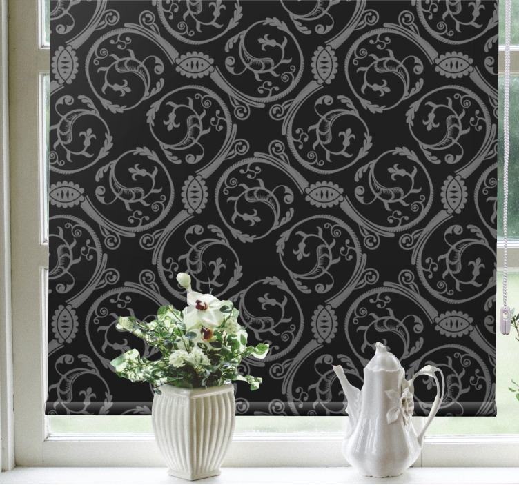 Rollo Fenster Elegant graues blumenmotiv - TenStickers