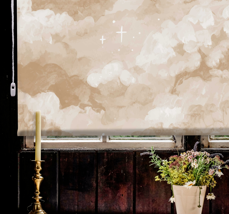 Rollo mit Wolken Hellbraune abstrakte malerei - TenStickers