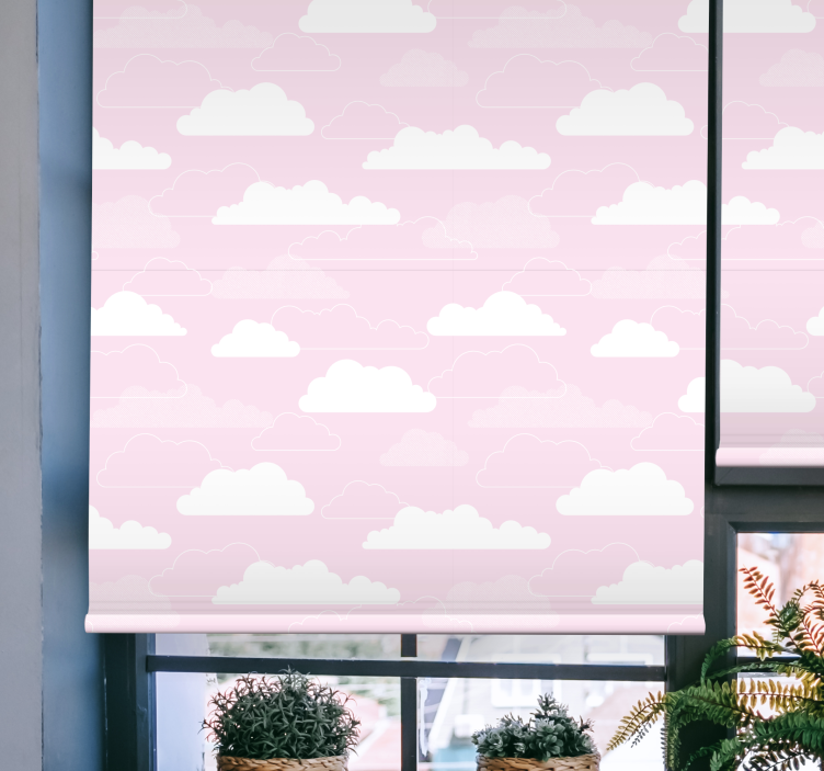 Rollo mit Wolken Rosa Hintergrund mit cartoon-stil - TenStickers
