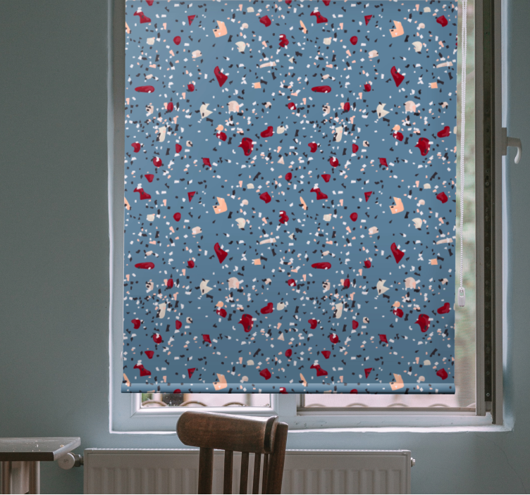 Rollo Fenster Muster blauer geometrischer terrazzo - TenStickers