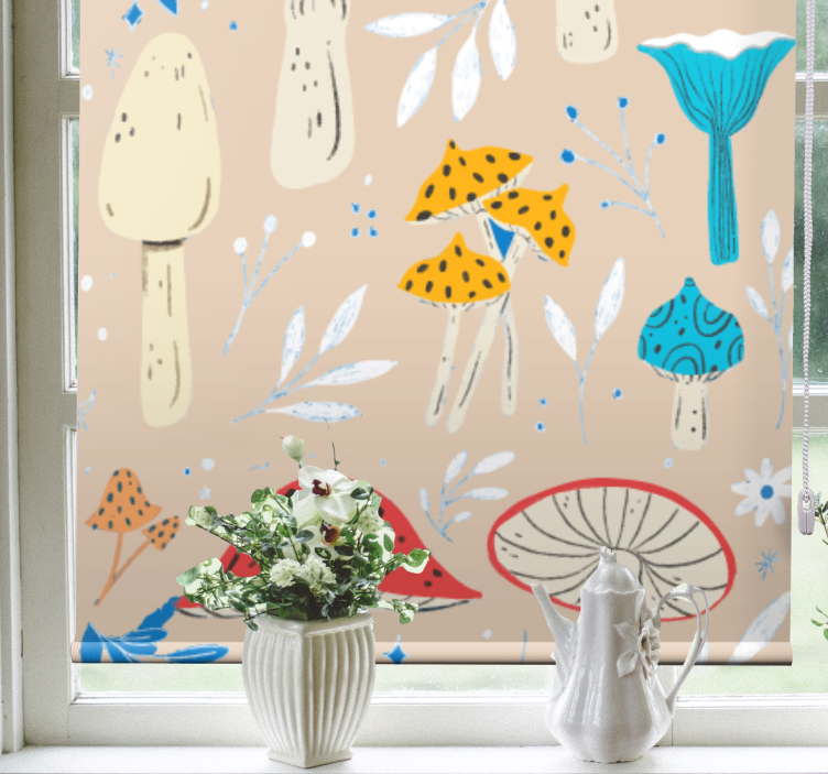 Weitere Fenster Rollos stilisierte pilzillustration - TenStickers