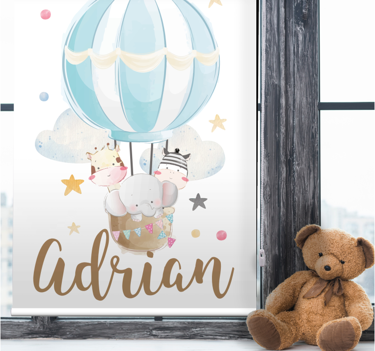 Rollo mit Zeichnungen Drei tiere auf ballons mit sternen und wolk - TenStickers