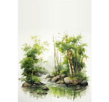 Rollo Fenster Badezimmer zen-bambus und wasserbrunnen - TenStickers