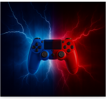 Rollo Fenster Gamer rot blau elektrischer regler - TenStickers