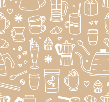 Küchenfenster rollo mit kaffeetassen und gläsern muster - TenStickers