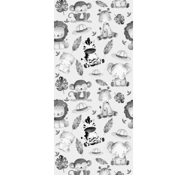 Rollo fenster kinderzimmer graue zoo tiere - TenStickers