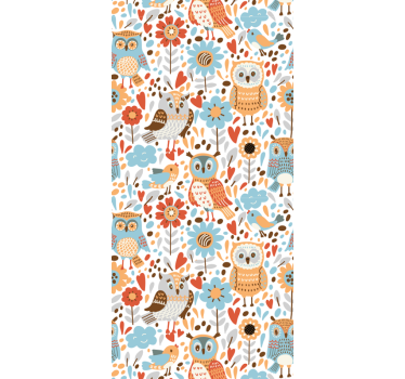 Rollo fenster kinderzimmer bunte eulen mit blumenmuster - TenStickers