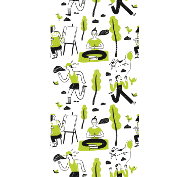 Rollo fenster home office gesunde lebensstil doodle set - TenStickers