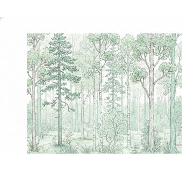 Rollo fenster weiß mint waldskizze - TenStickers