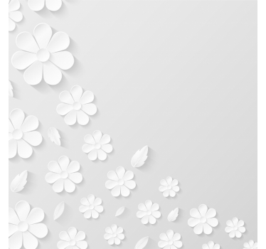 Rollo fenster weiß mit hintergrund aus weißen papierblumen - TenStickers