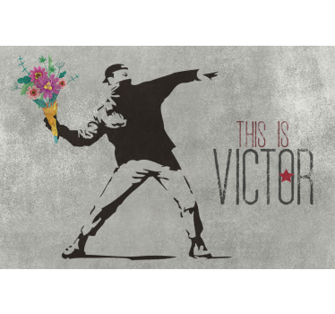Rollo fenster grau personalisiertes banksy blumenbouquet - TenStickers