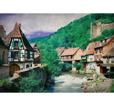 Rollo fenster wohnzimmer schöne stadt am fluss - TenStickers