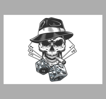 Rollo fenster weiß karte mit würfeln und totenkopf - TenStickers