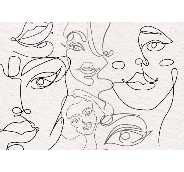 Rollo fenster weiß mit minimalistischer gesichts-linienkunst - TenStickers