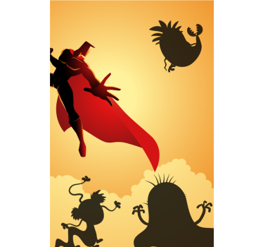 Rollo Fenster Superhelden heroisches silhouetten-abenteuer - TenStickers