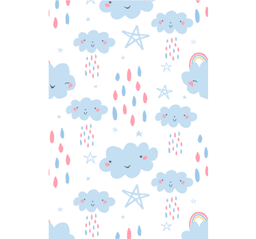 Rollo Fenster Babyzimmer lächelndes wolkenmuster - TenStickers