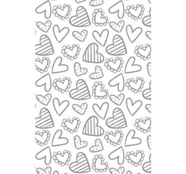 Rollo Fenster romantisch herz-skizzen-muster - TenStickers