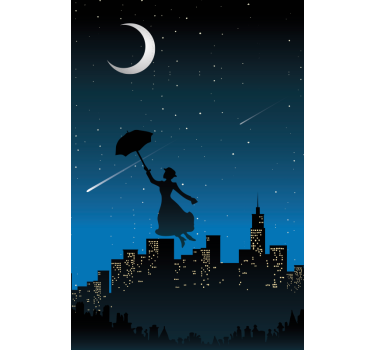 Rollo Fenster Filme silhouette regenschirm flug - TenStickers