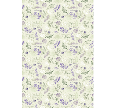 Blumen Rollo Lila blumen auf grünem Hintergrund - TenStickers