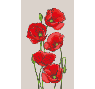 Rollo Fenster Blumen rote mohnblüten - TenStickers