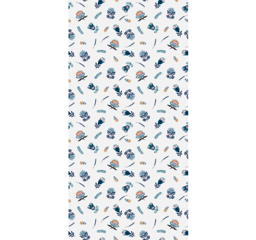 Rollo Fenster Blumen blaues volkskunstmotiv - TenStickers