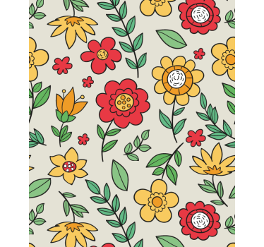 Rollo Fenster Blumen lebendiges buntes muster - TenStickers
