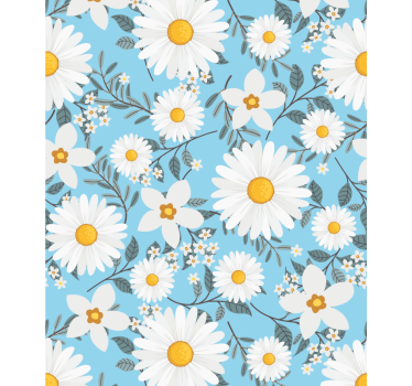Blumen Rollo Blauer Hintergrund des gänseblümchenblumenmusters - TenStickers