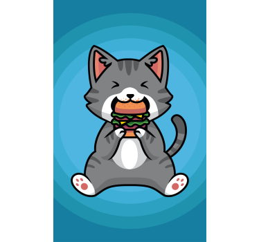 Rollo Fenster Tiere glückliche katze beim fressen - TenStickers
