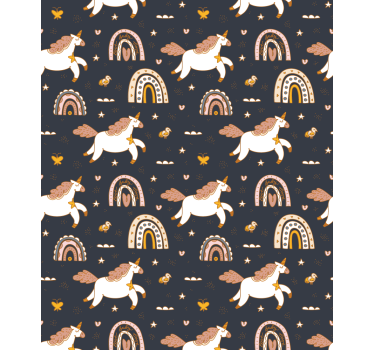 Rollo Kind Nahtlose einhörner dunkles Muster - TenStickers